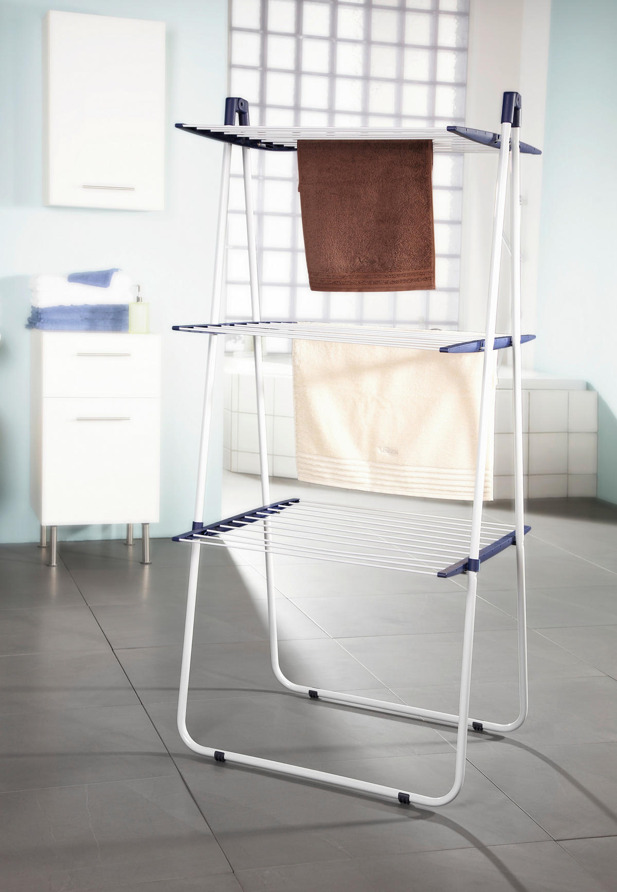 USCĂTOR DE RUFE VERTICAL - albastru/alb, Basics (155/66/61cm) - Leifheit