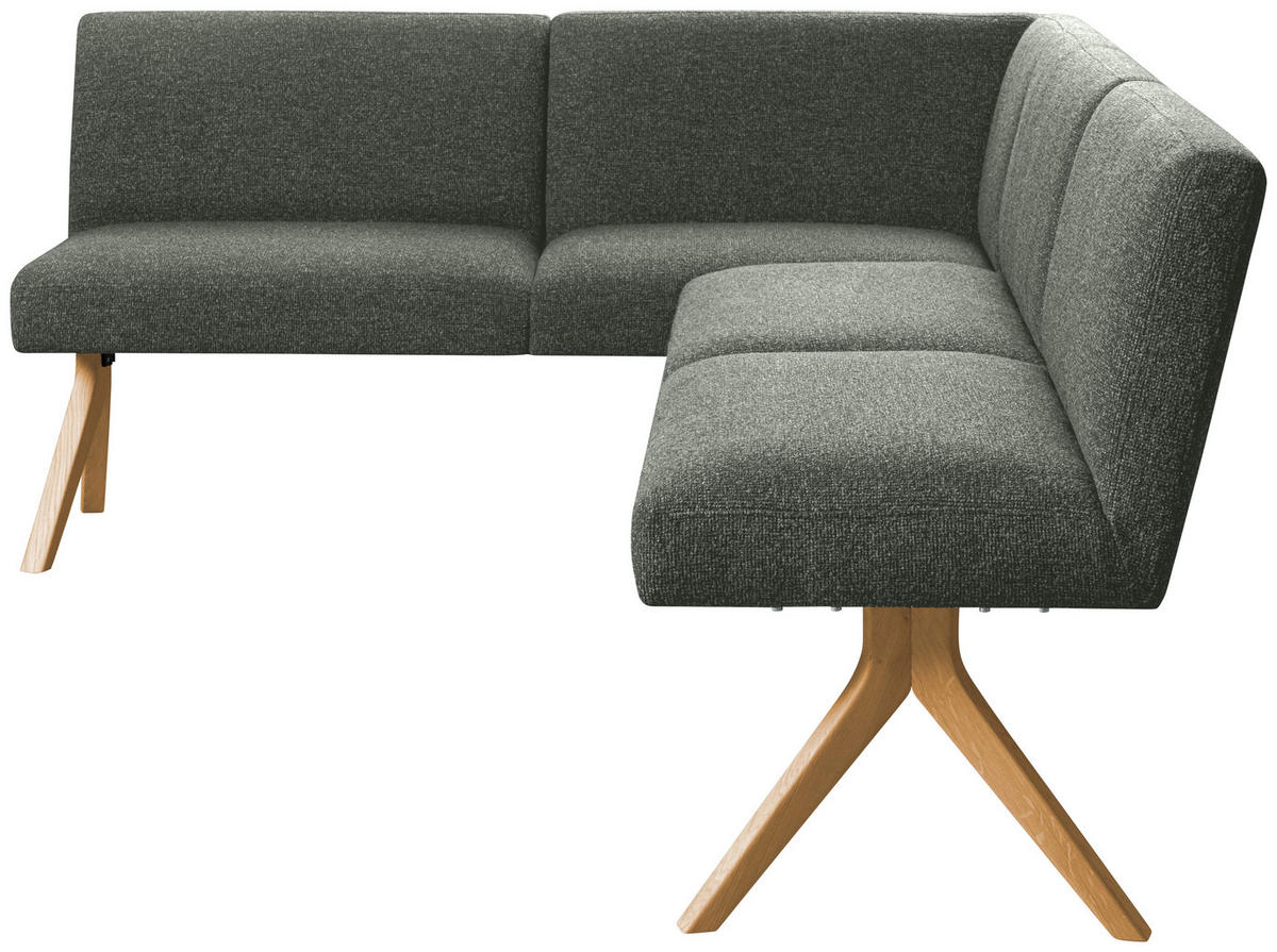 ECKBANK Holz, Textil Grün  - Eichefarben/Grün, Konventionell, Holz/Textil (172/218cm) - Linea Natura