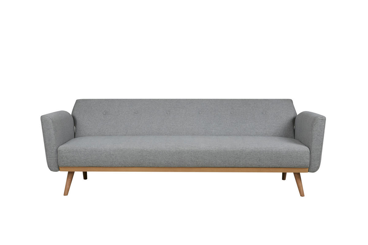 SCHLAFSOFA in Struktur Hellgrau  - Hellgrau/Naturfarben, MODERN, Holz/Textil (212/79/85cm) - Livetastic