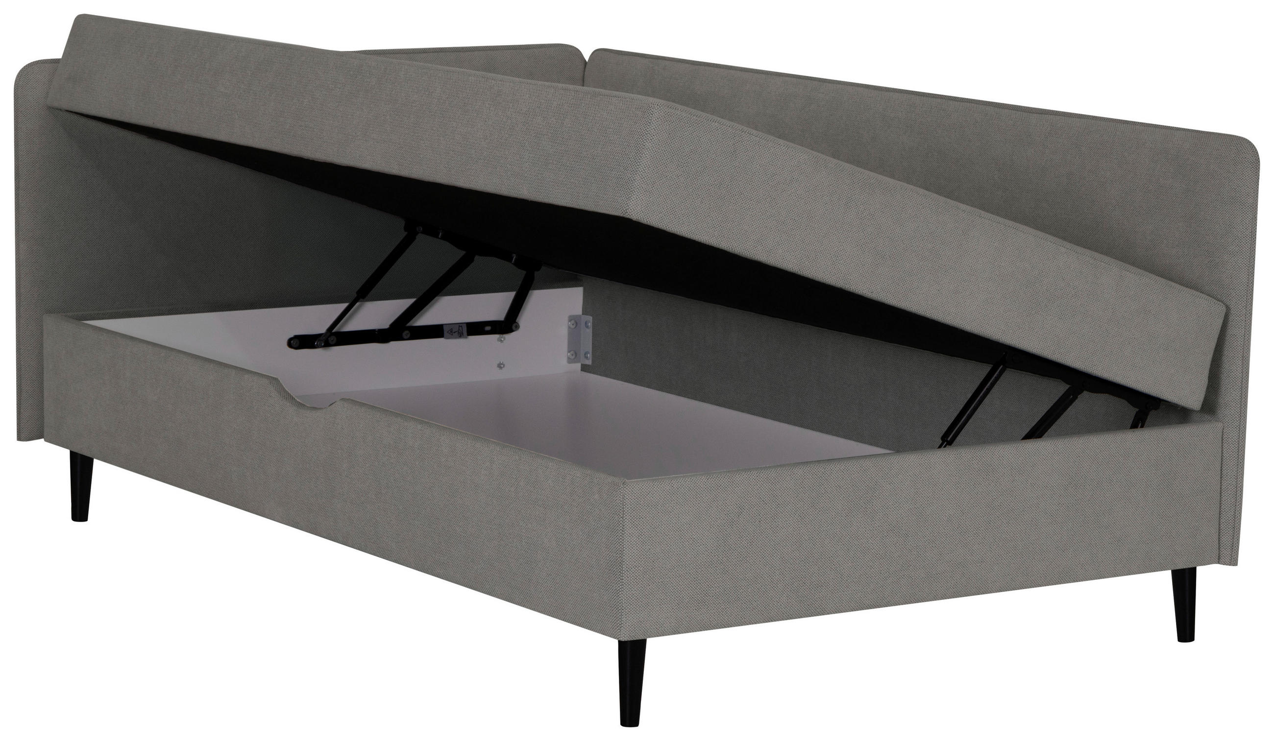 BOXBETT 90/200 cm  in Graphitfarben  - Graphitfarben/Schwarz, KONVENTIONELL, Textil (90/200cm) - P & B