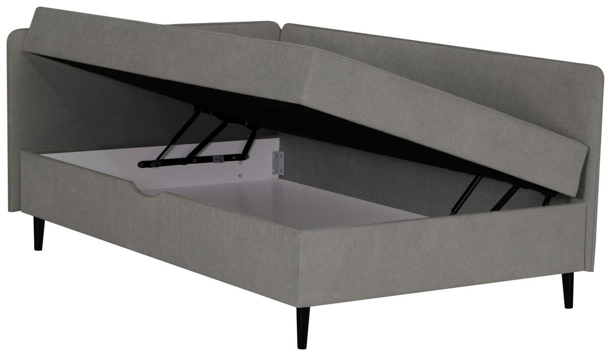 BOXBETT 120/200 cm  in Graphitfarben  - Graphitfarben/Schwarz, Konventionell, Textil (120/200cm) - P & B