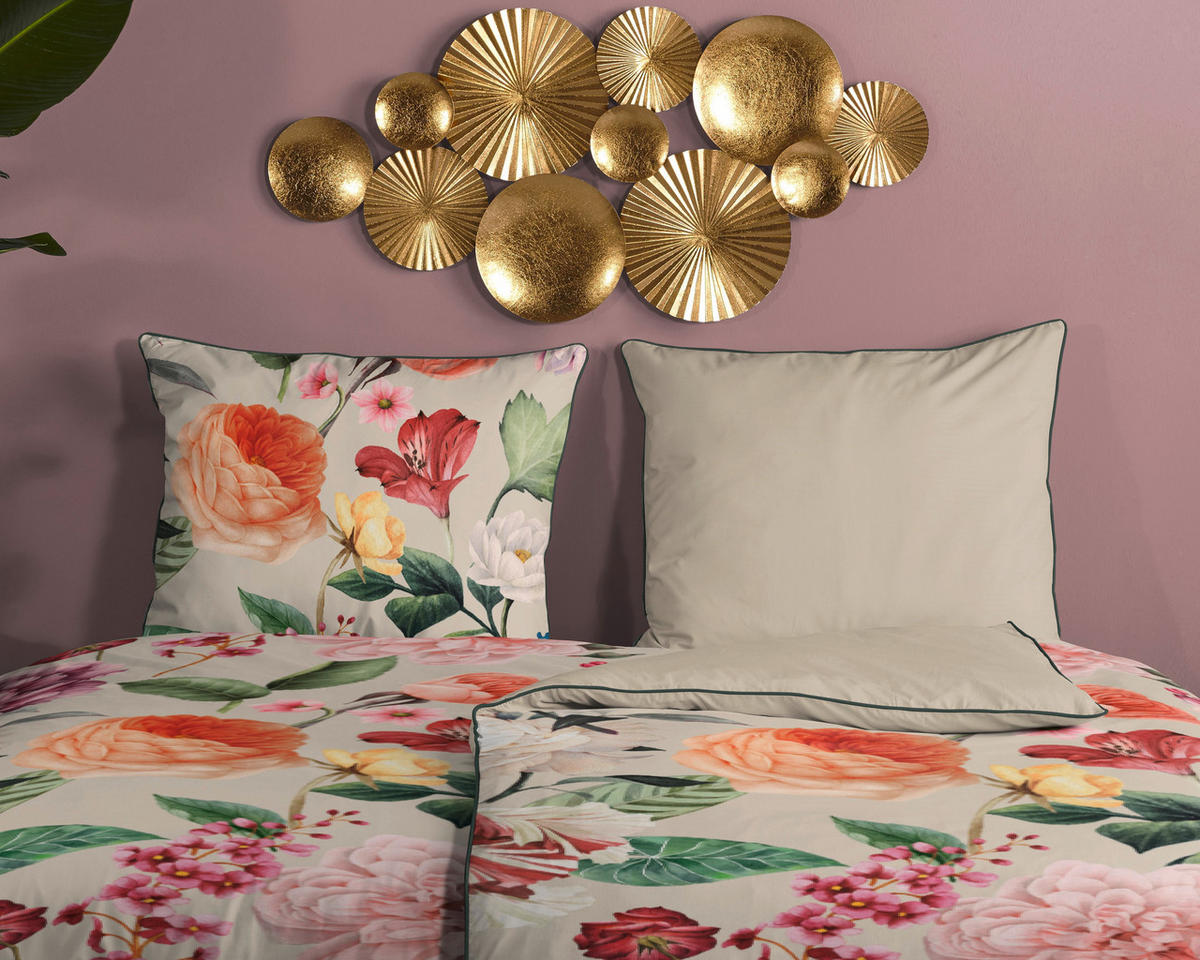 WENDEBETTWÄSCHE Fiori Satin 135/200 cm  - Ecru/Gelb, Natur, Textil (135/200cm)
