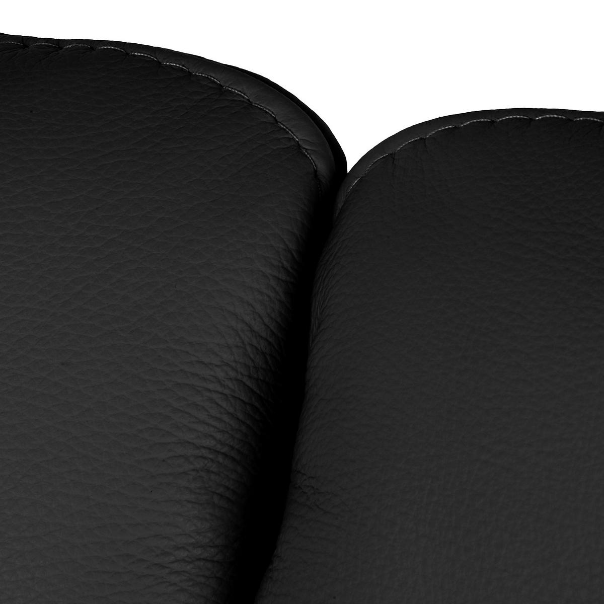 2-SITZER-SOFA Schwarz Echtleder  - Silberfarben/Schwarz, Design, Leder/Metall (164/90/88cm) - Livetastic