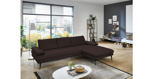 ECKSOFA in Echtleder Braun 310/180 cm - Schwarz/Braun, Design, Leder/Metall (310/180cm) - Dieter Knoll