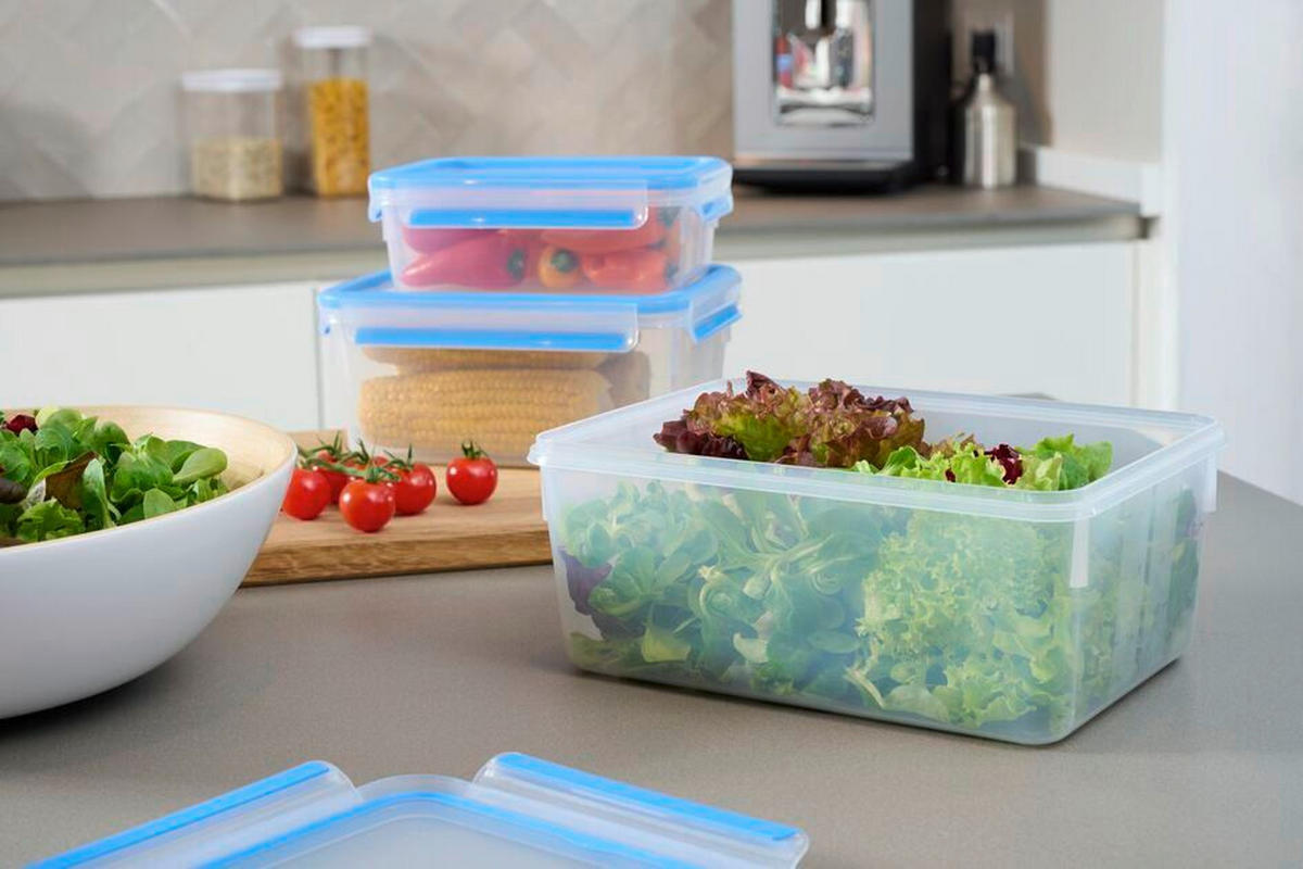 FRISCHHALTEDOSENSET Clip & Close 3-teilig  - Transparent, Basics, Kunststoff (26,3/19,5/11cm) - Emsa