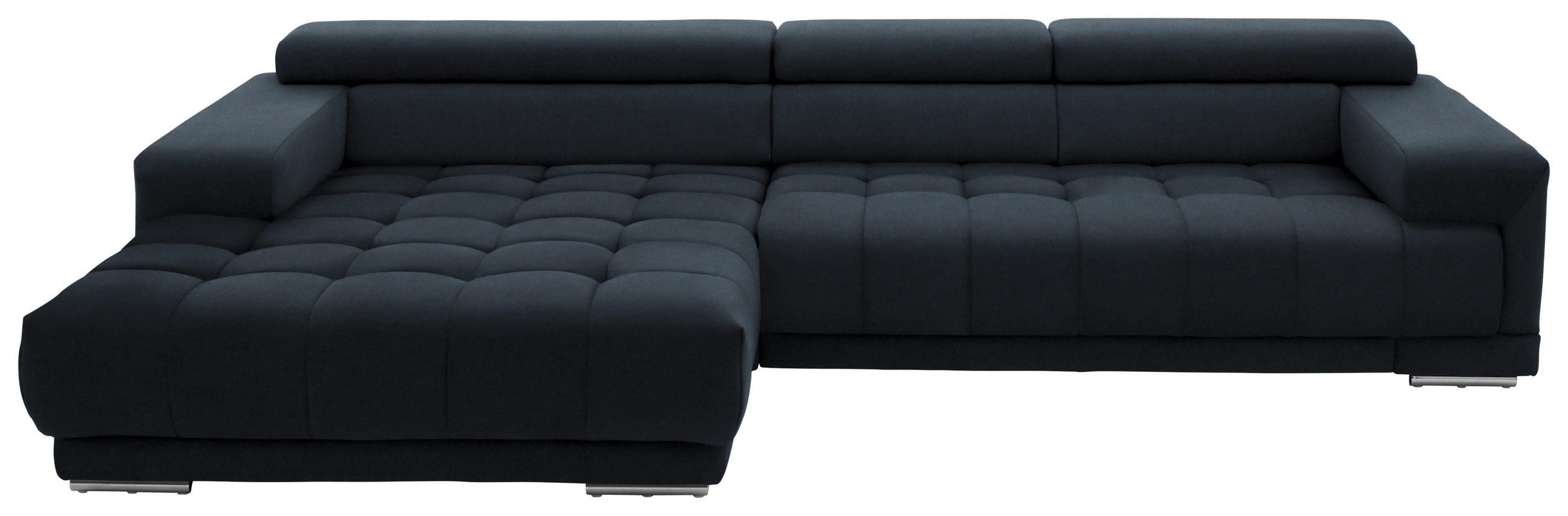 ECKSOFA Mikrofaser Blaugrau  - Silberfarben/Blaugrau, Design, Textil/Metall (190/335cm) - Beldomo Speed
