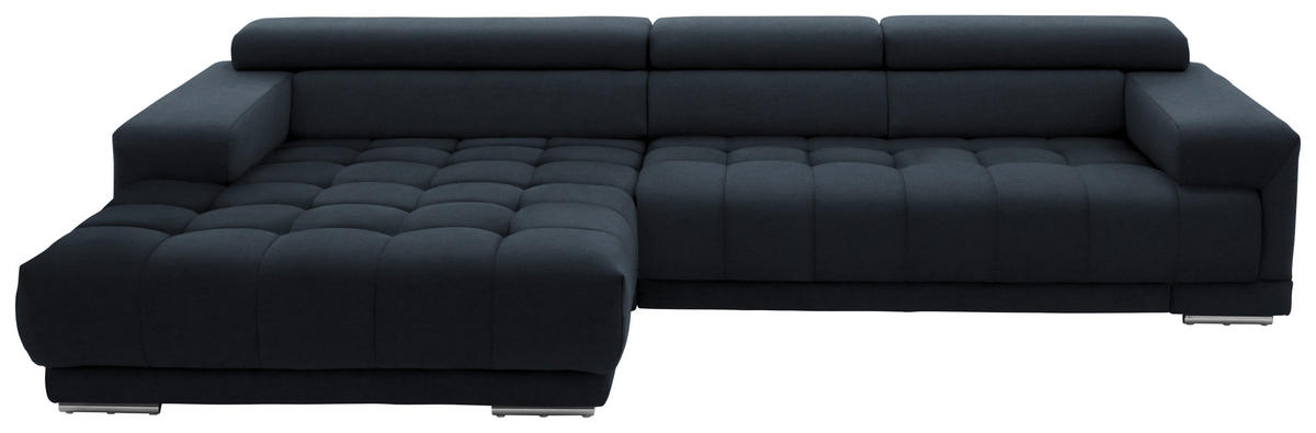 ECKSOFA Mikrofaser Blaugrau  - Silberfarben/Blaugrau, Design, Textil/Metall (190/335cm) - Beldomo Speed