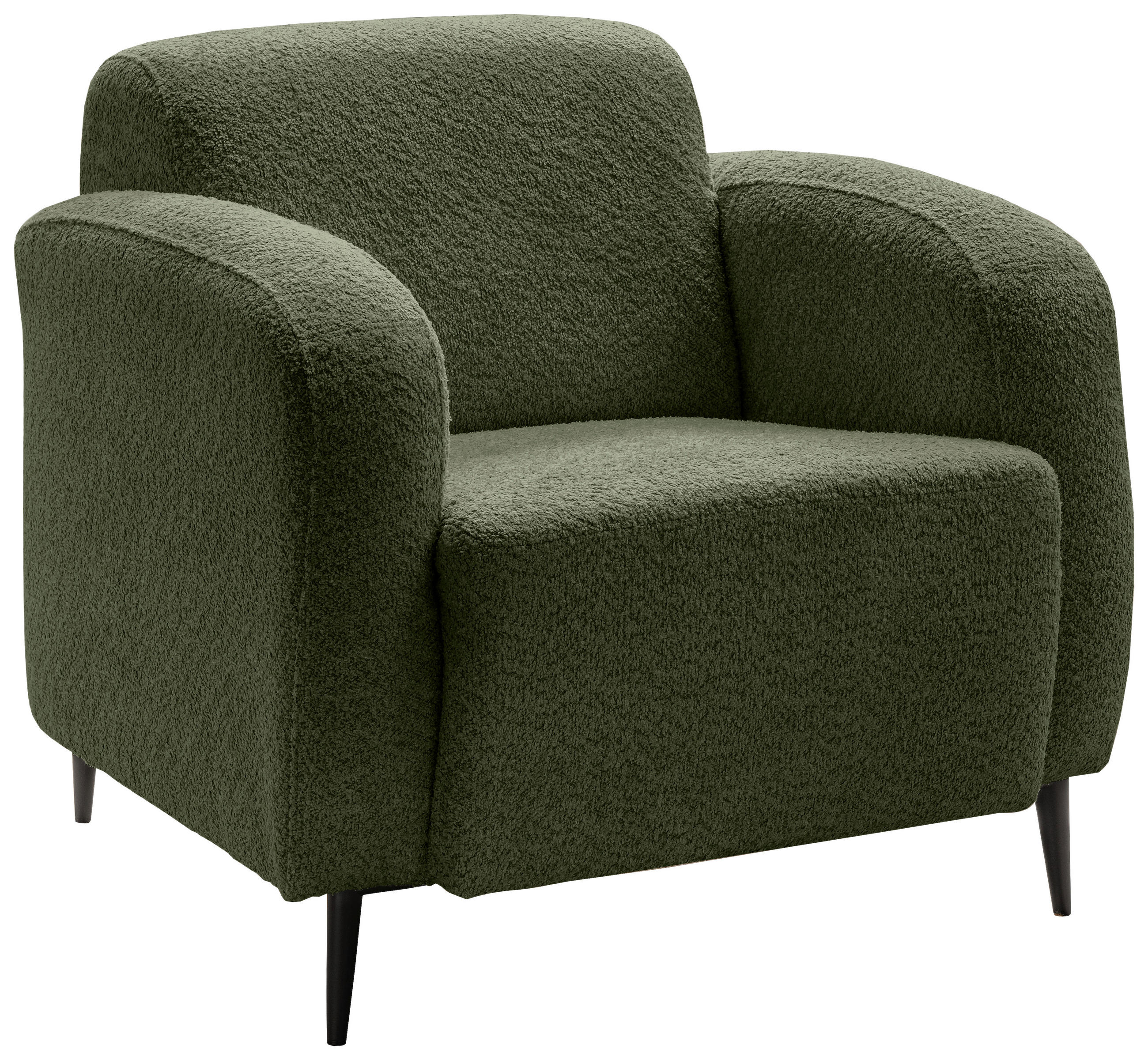 SESSEL in Bouclé Dunkelgrün  - Dunkelgrün/Schwarz, Modern, Textil/Metall (85/76/90cm) - Livetastic