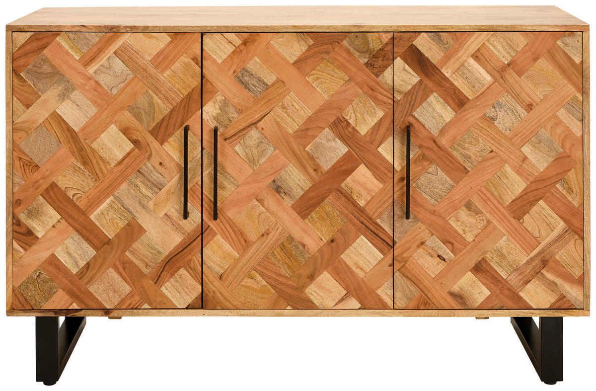 SIDEBOARD Moroni  in 130/80/40 cm  - Schwarz/Naturfarben, Natur, Holz/Metall (130/80/40cm) - Livetastic