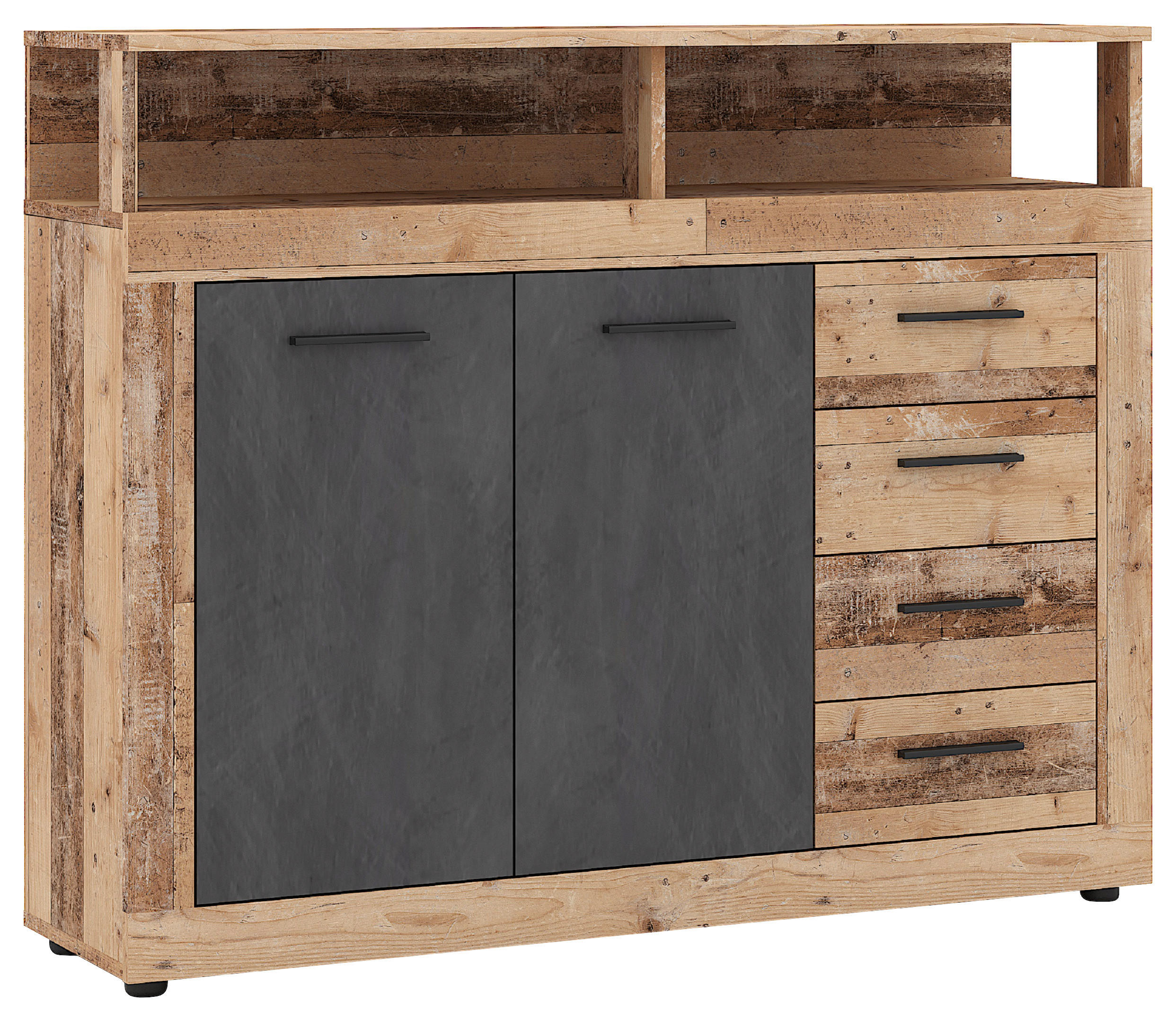 KOMMODE  in 119,5/96,8/32 cm  - Eichefarben/Anthrazit, Design, Holzwerkstoff/Kunststoff (119,5/96,8/32cm) - MID.YOU