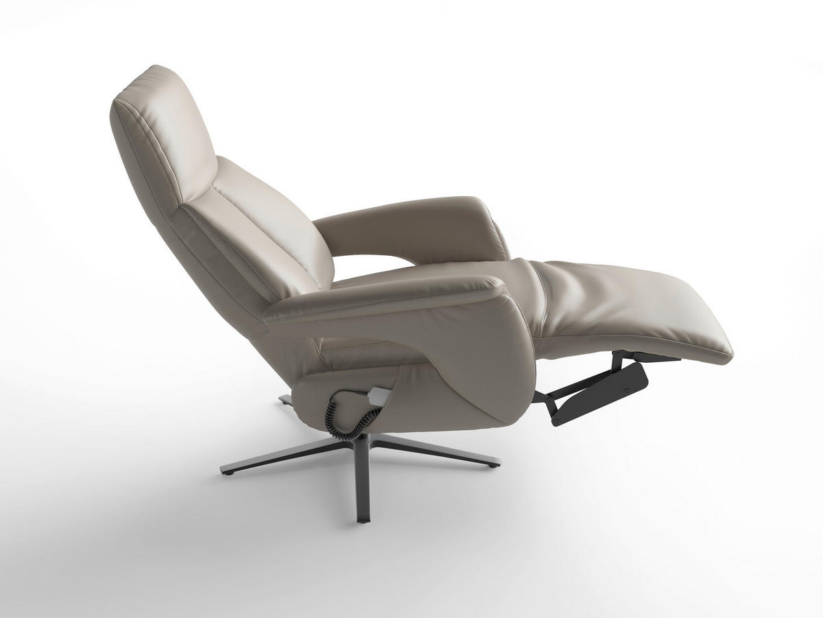 RELAXAČNÍ KŘESLO, kůže, šedá - šedá/černá, Basics, kov/kůže (75/110/85cm) - Sit & More