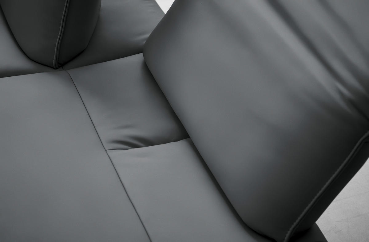 ECKSOFA  in Echtleder Grau  290/230 cm  - Anthrazit/Grau, Design, Leder/Metall (290/230cm) - Johann Jakob