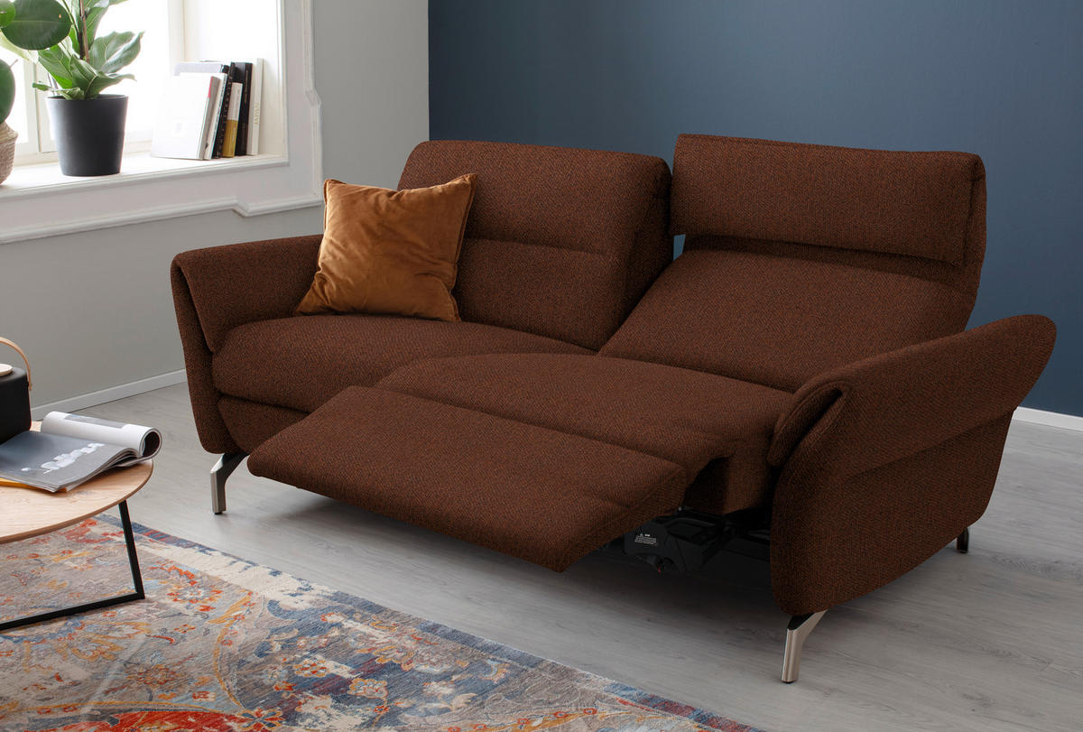 2-SITZER-SOFA in Flachgewebe Kupferfarben  - Nickelfarben/Kupferfarben, Design, Textil/Metall (186/87/100cm) - Schöner Wohnen