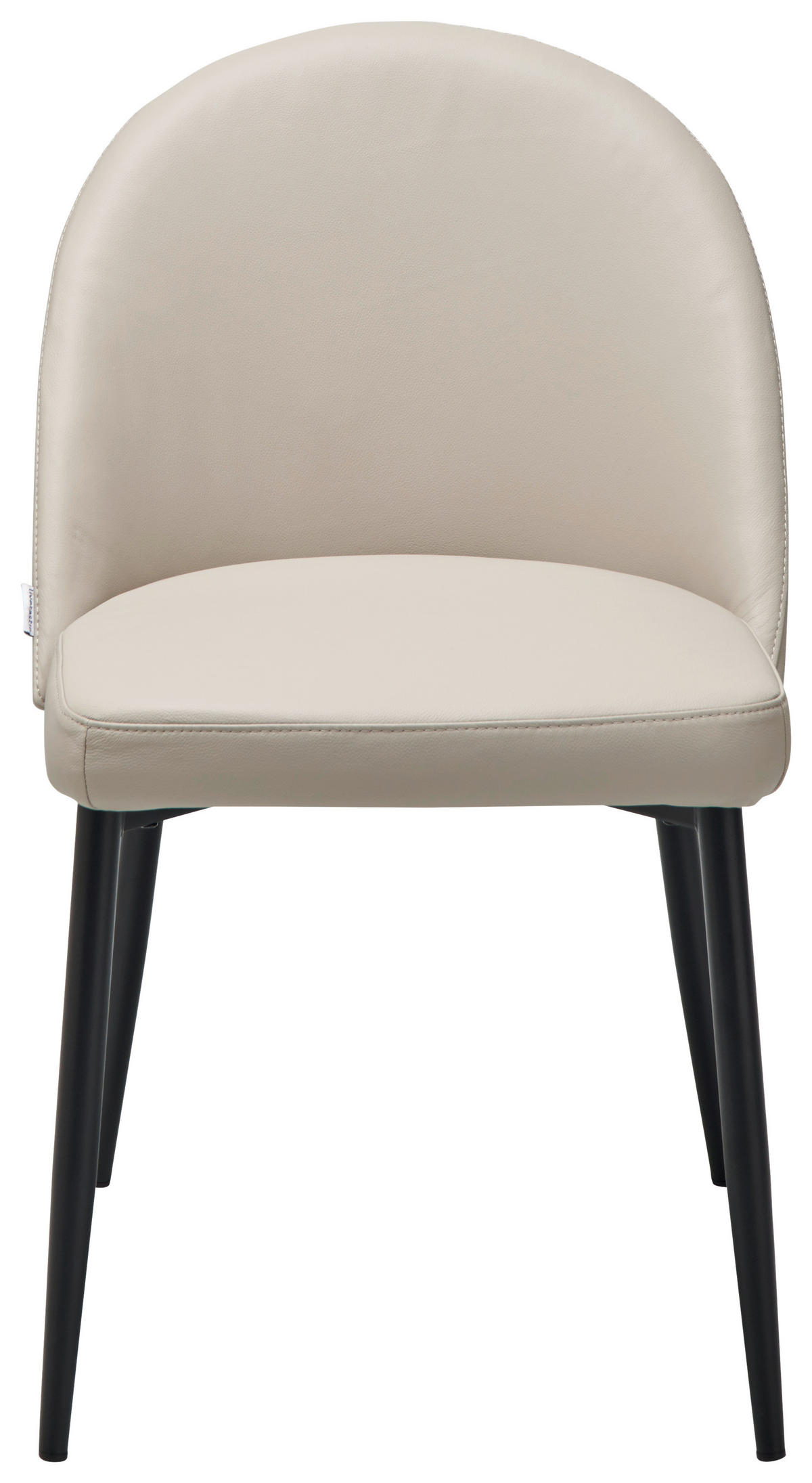STUHL  in Stahl Echtleder pigmentiert  - Beige/Schwarz, Design, Leder/Metall (51.5/81.5/61cm) - Livetastic