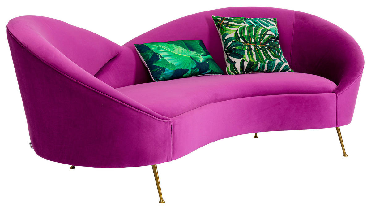 3-SITZER-SOFA Samt Lila  - Lila, Design, Textil/Metall (232/83/104cm) - Kare-Design