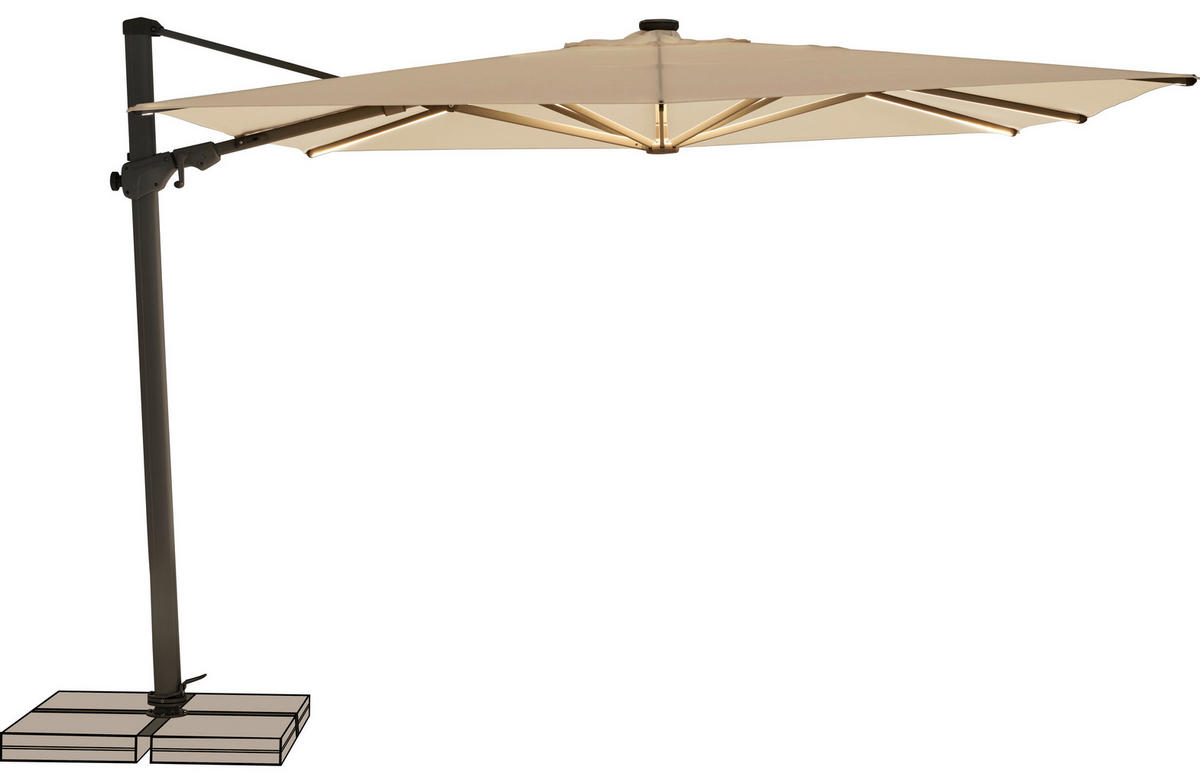 SONNENSCHIRM  300/300 cm  - Ecru/Silberfarben, Basics, Textil/Metall (300/300cm) - Suncomfort by Glatz
