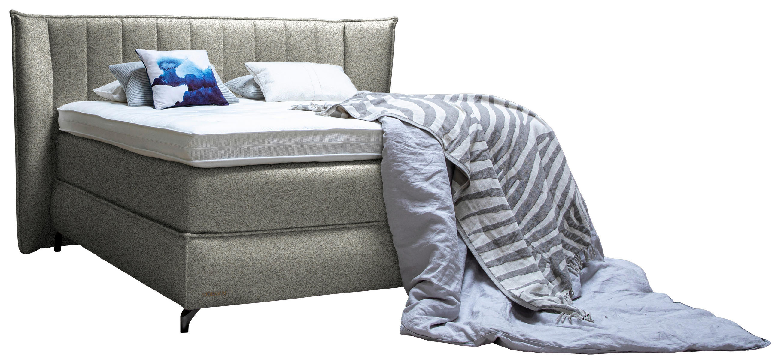 BOXSPRINGBETT 160/200 cm  in Beige  - Beige/Schwarz, Konventionell, Holz/Textil (160/200cm) - Sjöholm
