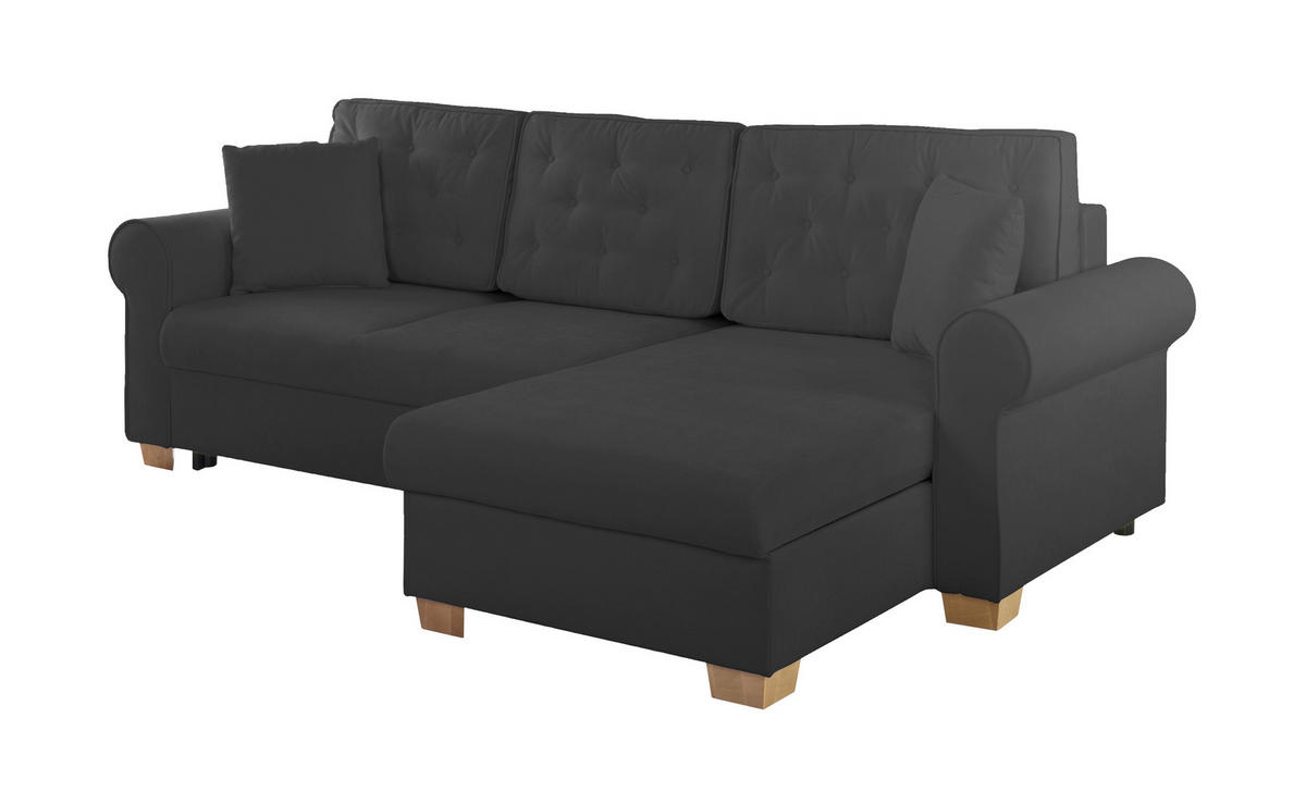 ECKSOFA in Anthrazit  - Anthrazit/Buchefarben, Design, Holz/Textil (266/161cm) - MID.YOU