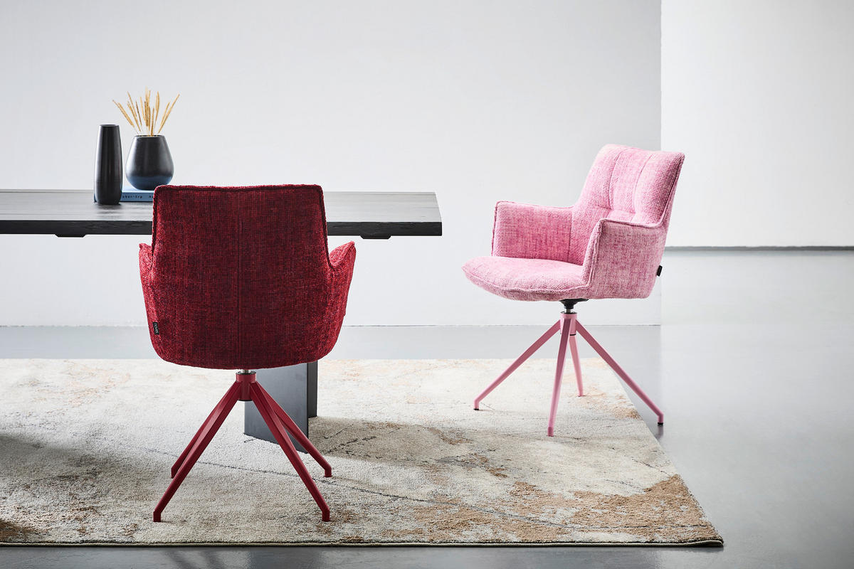 STOL MED ARMSTÖD järn chenille  - rosa, Lifestyle, metall/textil (59,5/90,5/62,5cm) - Novel