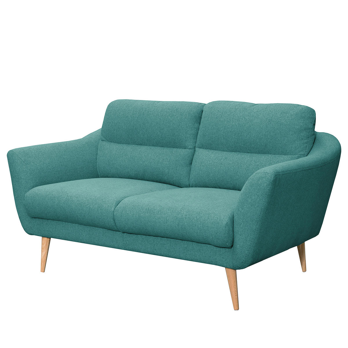 2-SITZER-SOFA in Webstoff Türkis  - Türkis/Buchefarben, Design, Holz/Textil (158/87/88cm) - Livetastic