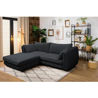 ECKSOFA Schwarz Struktur  - Schwarz, Design, Kunststoff/Textil (201/240cm) - MID.YOU