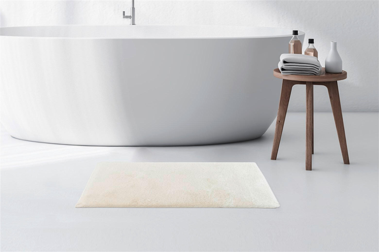 BADEMATTE 50/90 cm Weiß  - Weiß, KONVENTIONELL, Kunststoff/Textil (50/90cm)