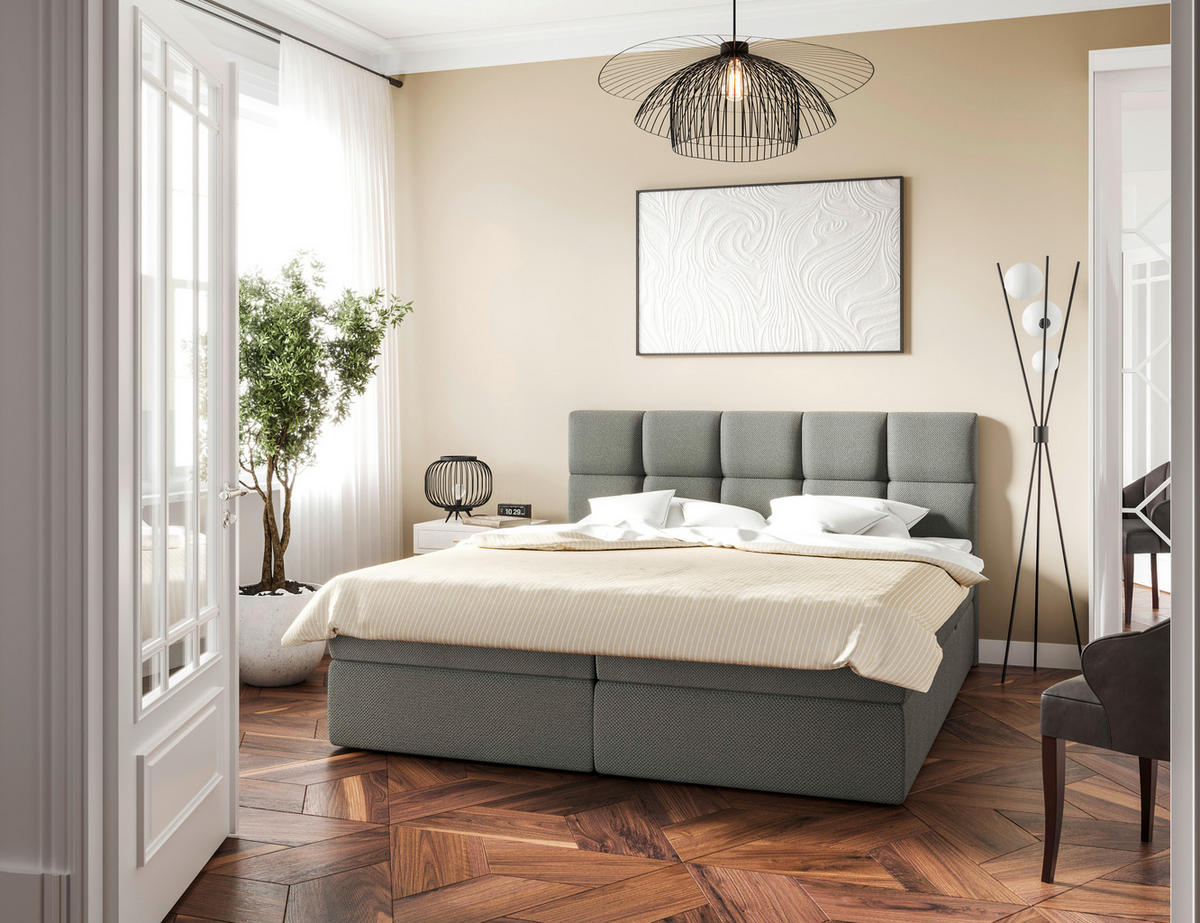 BOXBETT 160/200 cm  Grau  - Schwarz/Grau, Modern, Holz/Holzwerkstoff (160/200cm) - MID.YOU