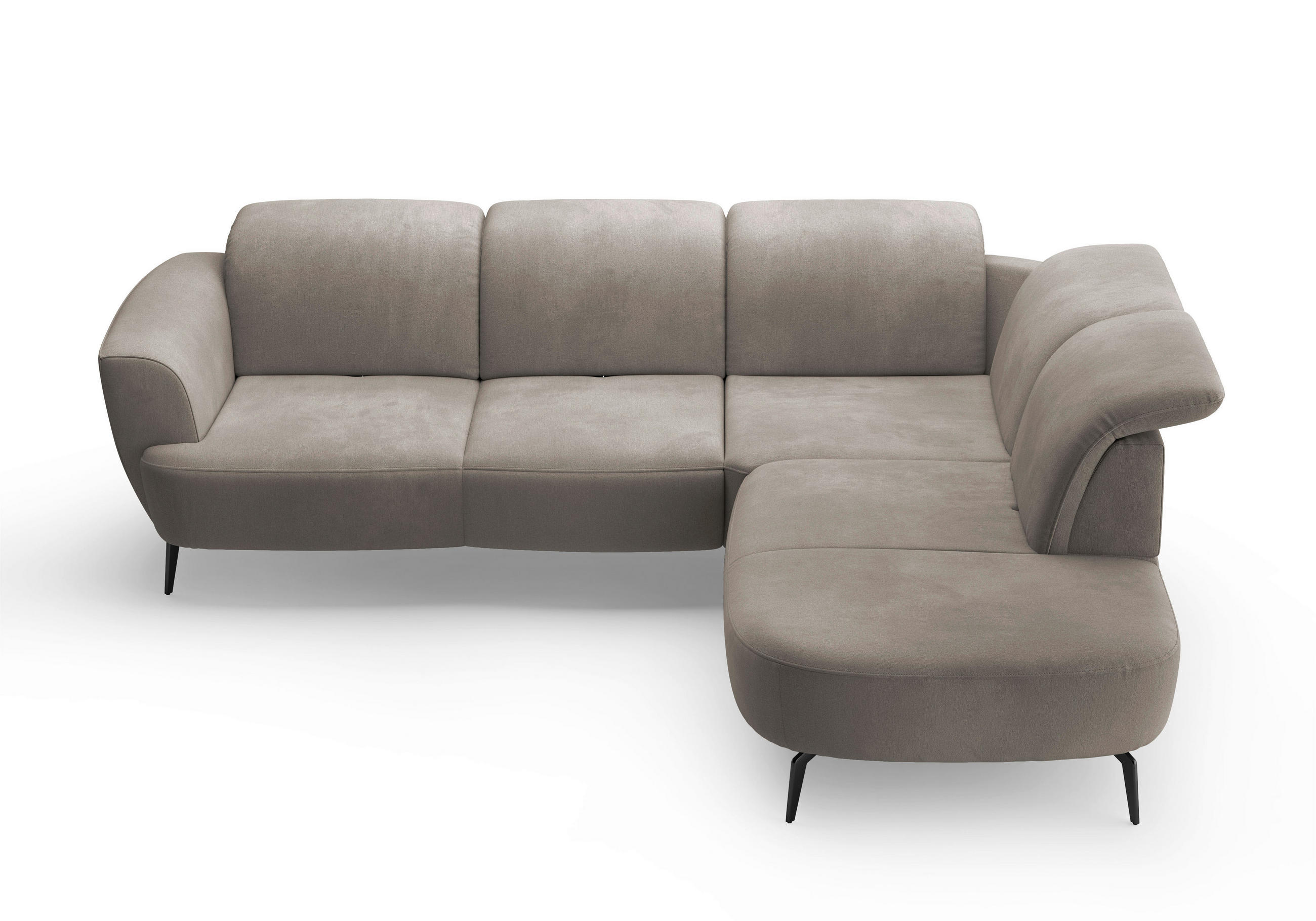 ECKSOFA in Flachgewebe Schlammfarben  300/267 cm  - Schlammfarben/Schwarz, KONVENTIONELL, Textil/Metall (300/267cm) - Sit & More