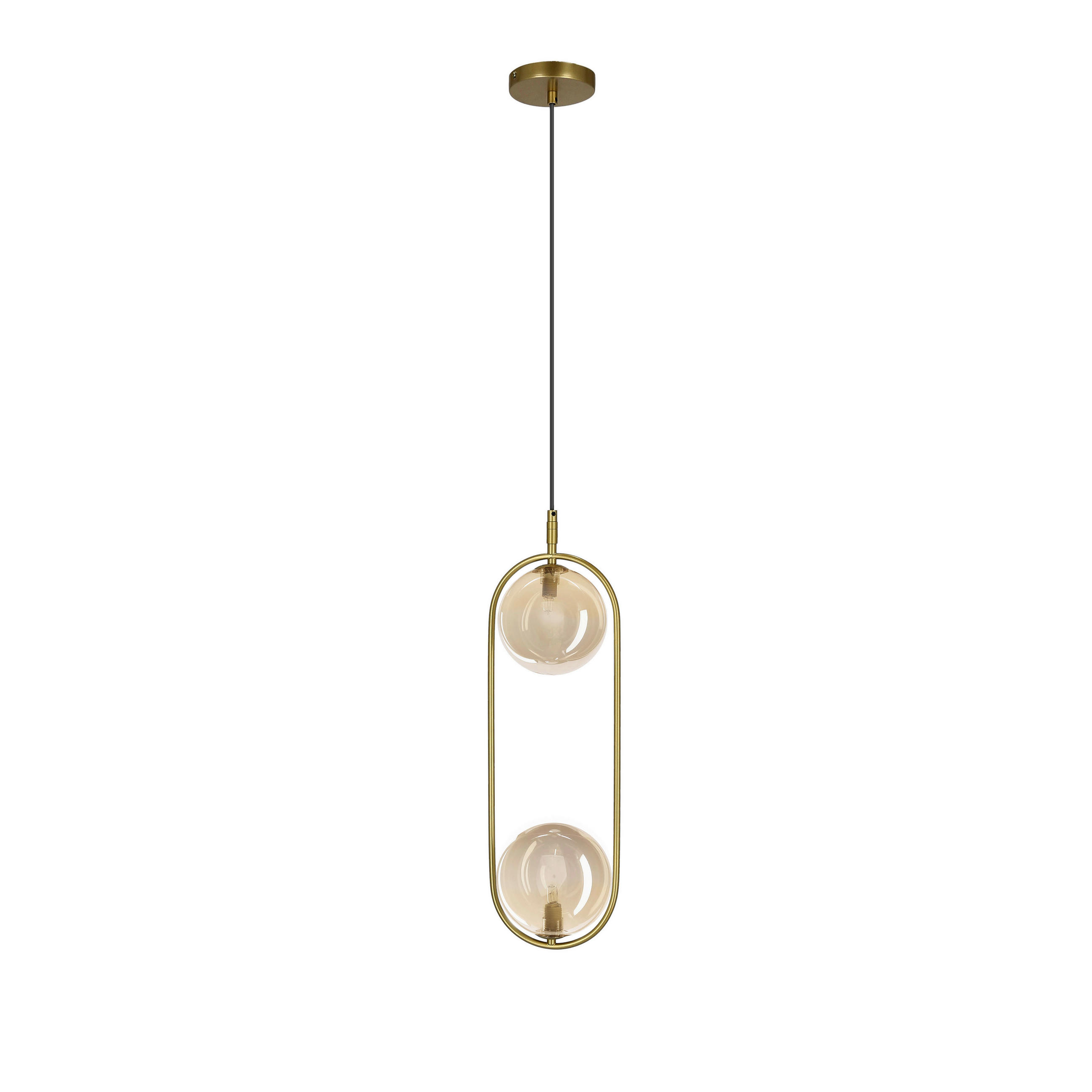 PENDELLEUCHTE 18.5/14/140 cm  - Messingfarben/Bernsteinfarben, KONVENTIONELL, Metall (18.5/14/140cm)
