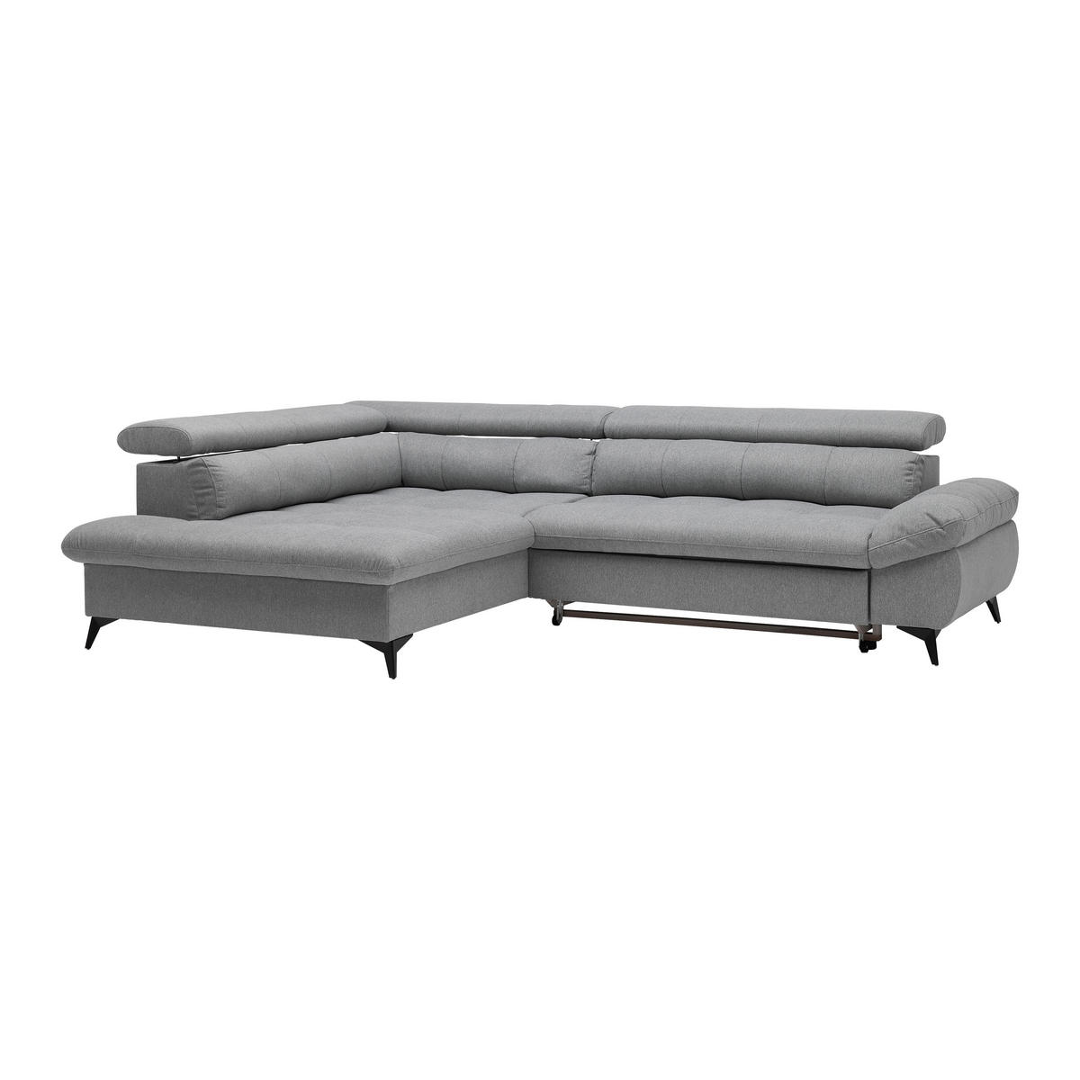 ECKSOFA in Chenille Hellgrau  - Hellgrau/Schwarz, Modern, Textil/Metall (201/296cm) - Livetastic