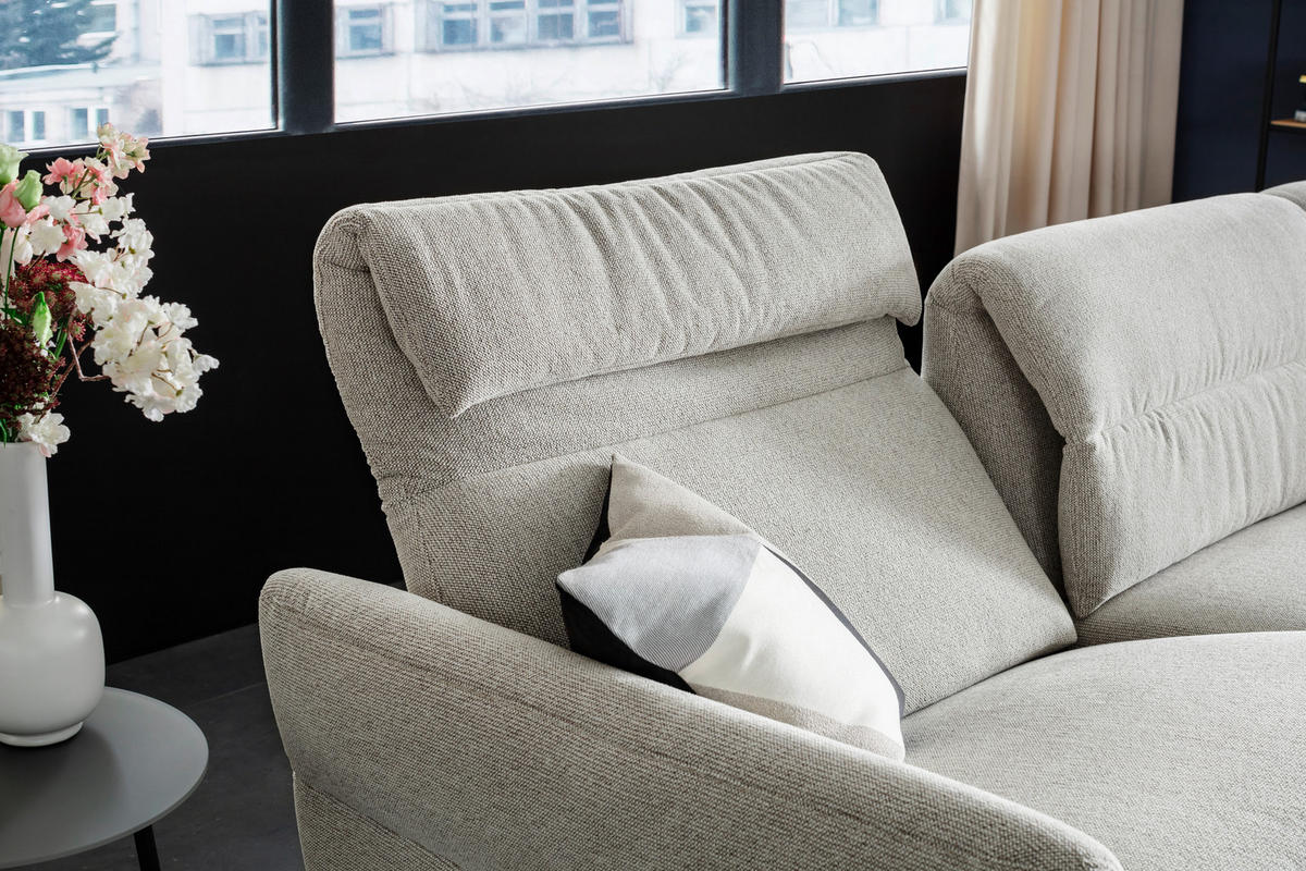 ECKSOFA Beige Chenille  - Beige/Schwarz, Design, Textil/Metall (299/187cm) - Schöner Wohnen