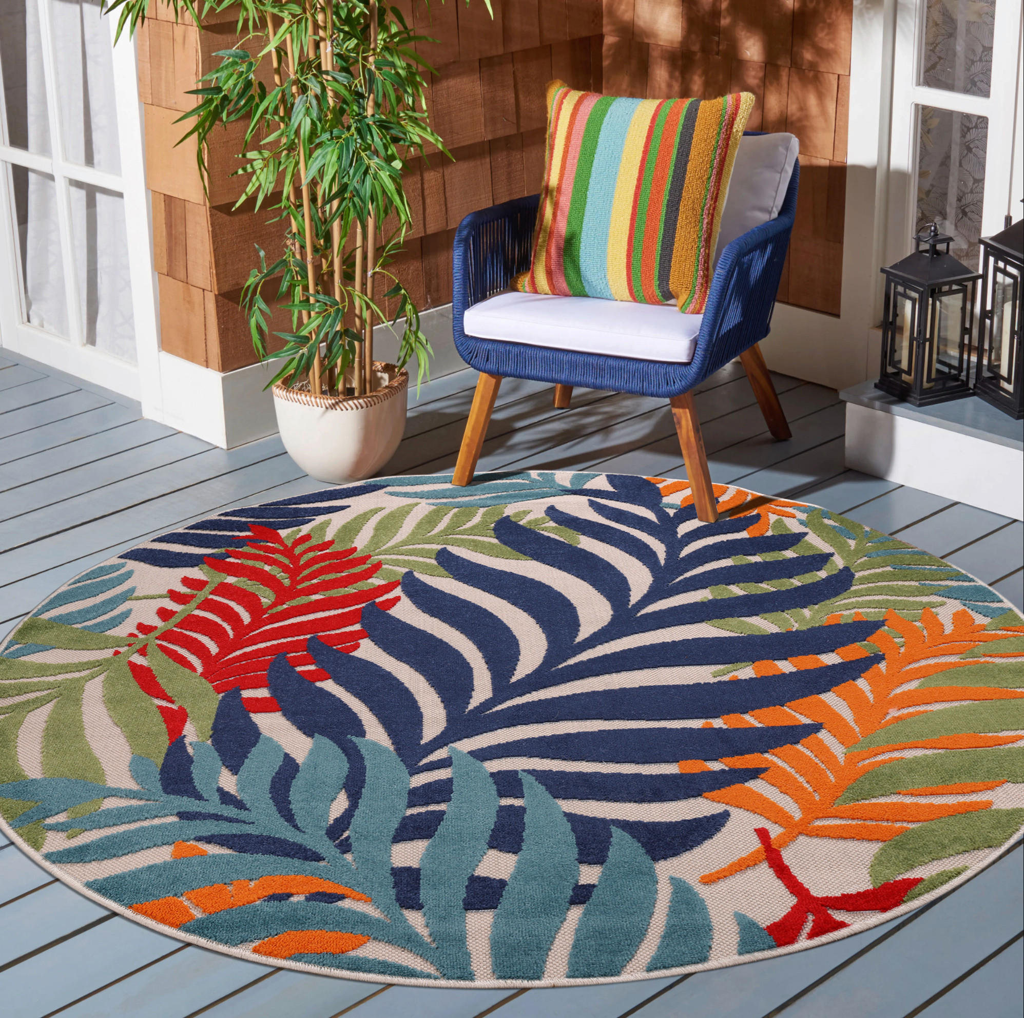 PREPROGA ZA ZUNANJO UPORABO  Floral      150 cm   tkano  večbarvno  - večbarvno, Trendi, umetna masa/tekstil (150cm)