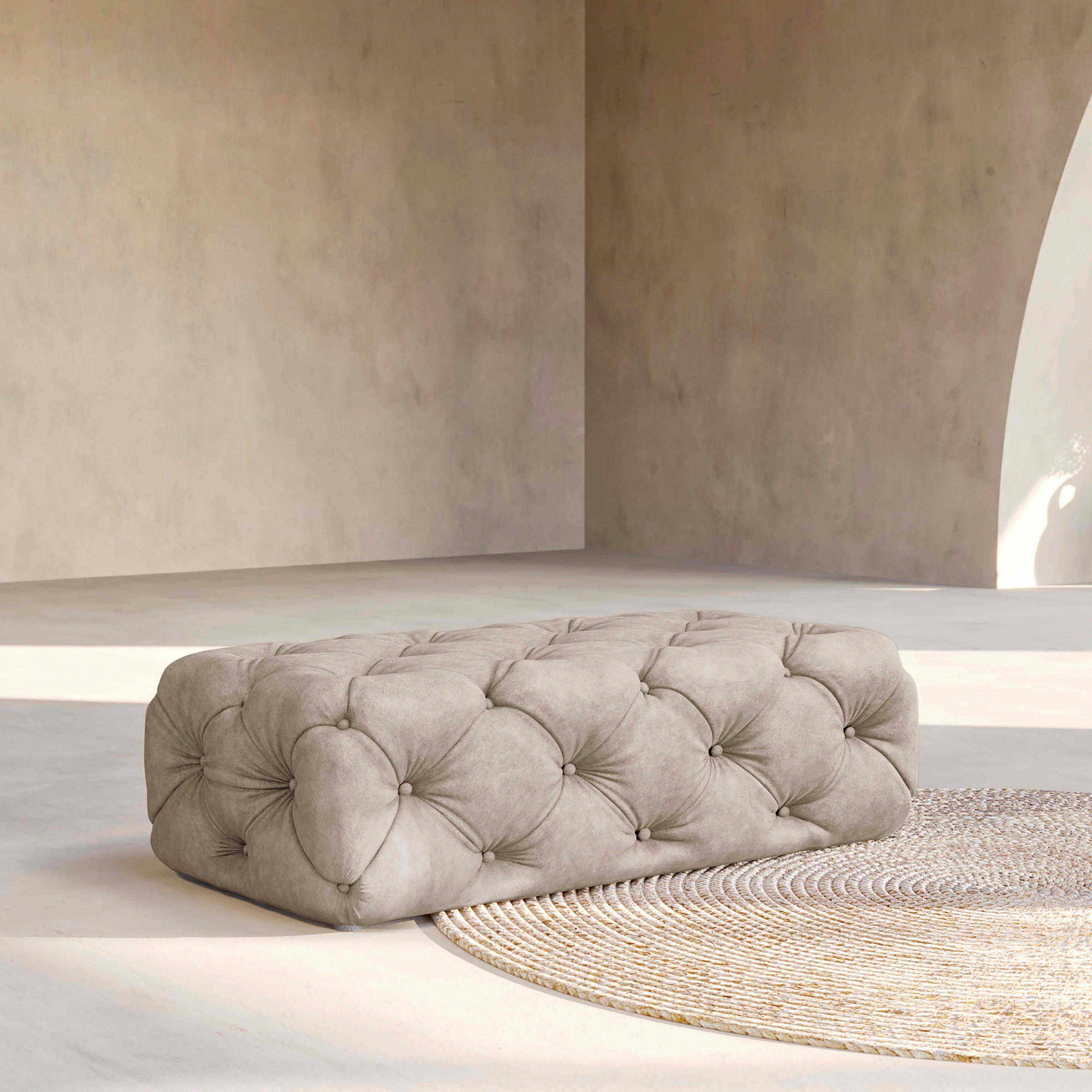 HOCKER Fresco Mikrofaser Cappuccino  - Schwarz/Cappuccino, Design, Kunststoff/Textil (130/39/65cm) - P & B