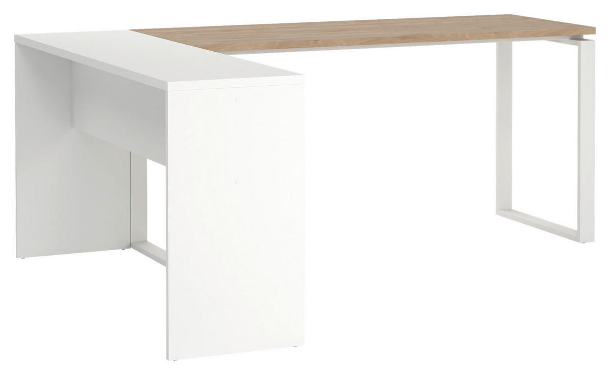 SCHREIBTISCHKOMBINATION Weiß, Eichefarben  - Eichefarben/Weiß, MODERN, Holzwerkstoff (160/100/75,6cm) - MID.YOU