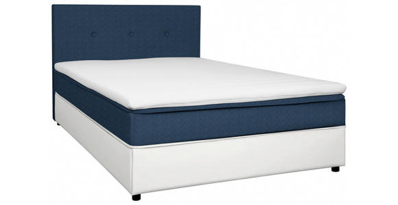 BOXBETT 120/200 cm in Blau, Weiß - Blau/Schwarz, KONVENTIONELL, Holz/Textil (120/200cm) - Carryhome