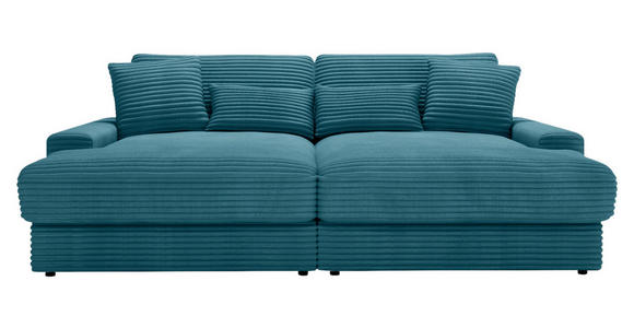 BIGSOFA Cord Petrol - Petrol/Schwarz, MODERN, Kunststoff/Textil (230/85/190cm) - Carryhome