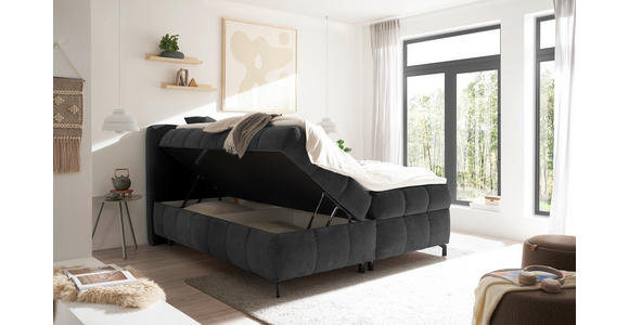 BOXBETT 180/200 cm  in Dunkelgrau  - Dunkelgrau/Schwarz, KONVENTIONELL, Kunststoff/Textil (180/200cm) - Hom`in