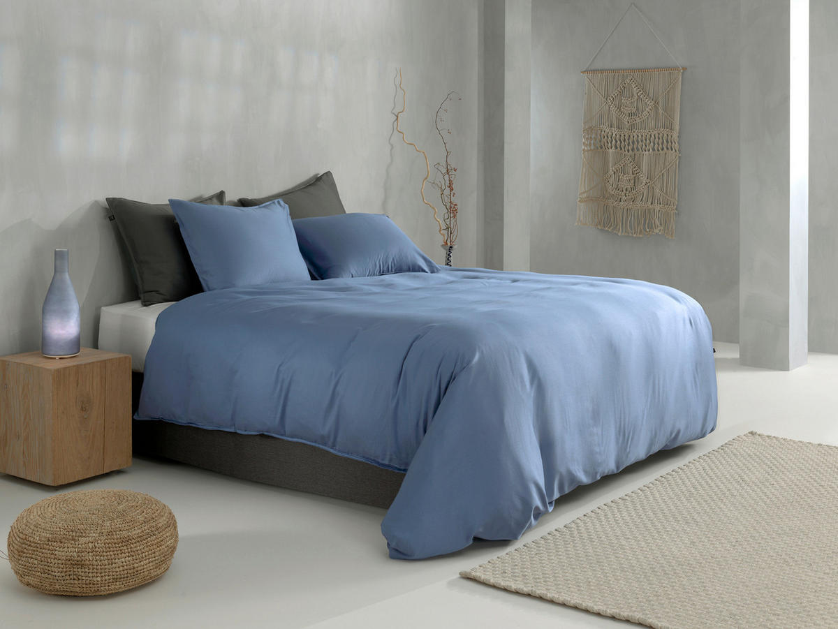 BETTWÄSCHE 2-teilig Satinado Makosatin 135/200 cm  - Blau, Basics, Textil (135/200cm)