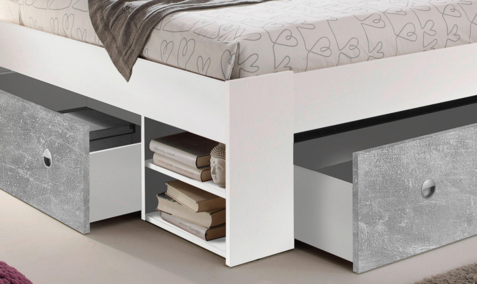 POSTELJNA GARNITURA 140 cm x 200 cm , siva, bela - siva/bela, Moderno (140/200cm) - Boxxx