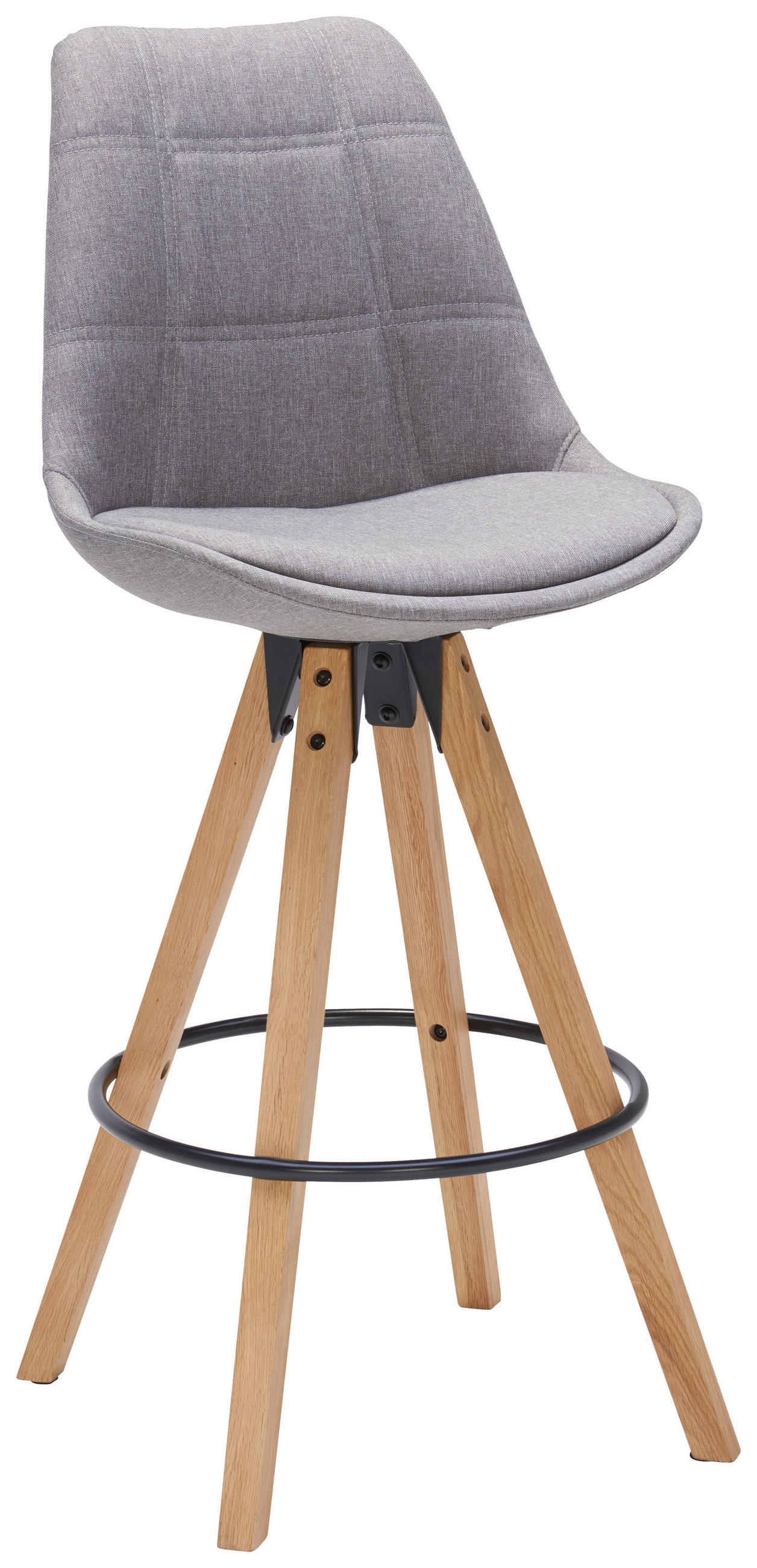 Scaun De Bar din textil, culoare lemn stejar, gri deschis