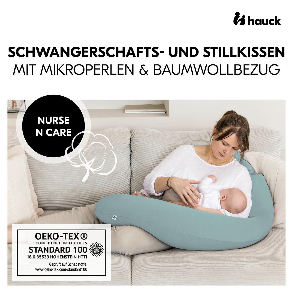 STILLKISSEN 190 cm NURSE N CARE   - Hellblau, Basics, Textil (190cm) - Hauck