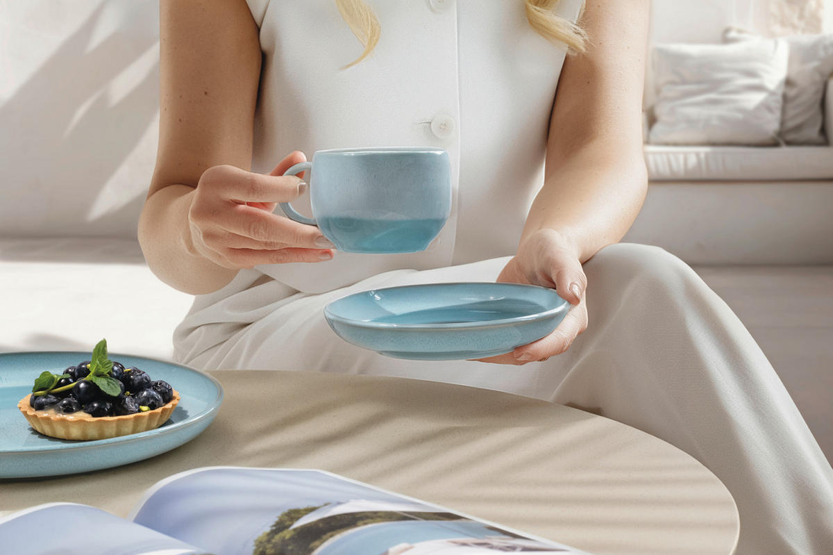 KAFFEETASSE Perlemor Aqua   190 ml  - Hellblau, Basics, Keramik (12/9/6,5cm) - Villeroy & Boch