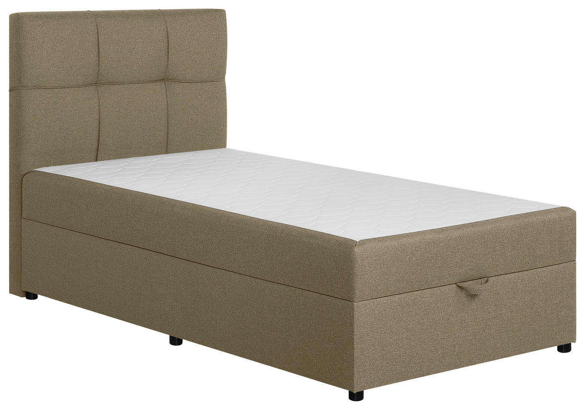 BOXBETT 100/200 cm,  in Beige, Bettkasten, Topper,  - Beige/Schwarz, MODERN, Kunststoff/Textil (100/200cm) - MID.YOU
