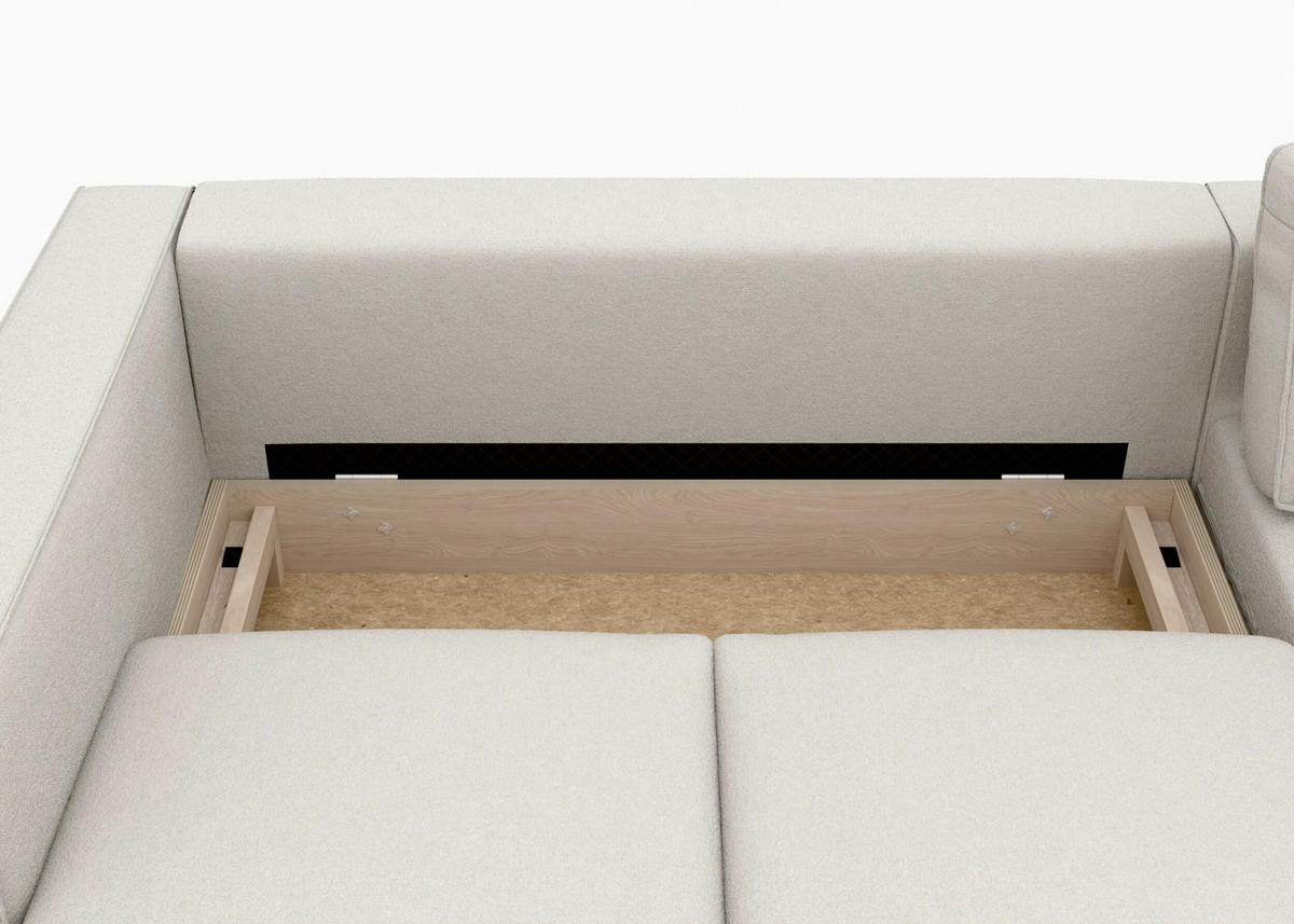 ECKSCHLAFSOFA Struktur Sandfarben  - Sandfarben/Schwarz, Modern, Textil/Metall (232/161cm) - Trendmanufaktur