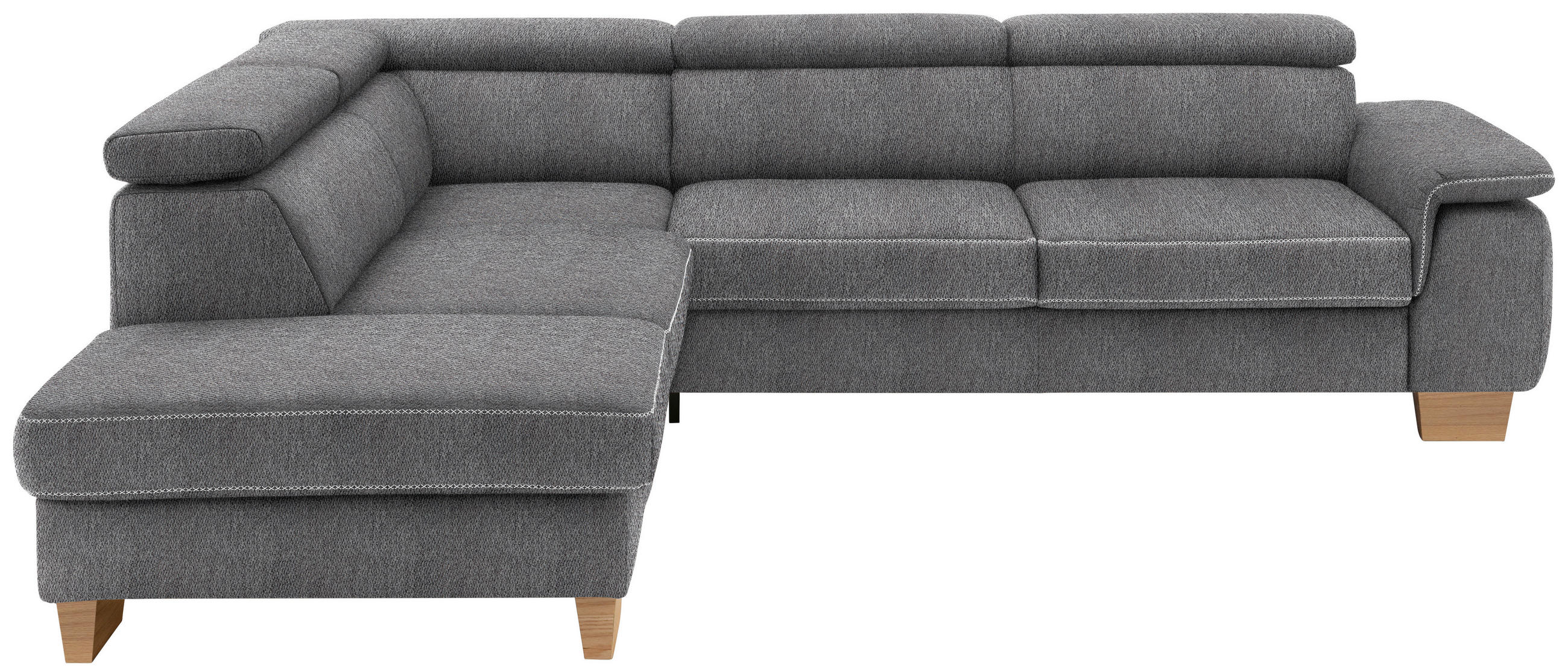ECKSOFA  in Mikrofaser Grau  226/273 cm  - Eichefarben/Beige, Natur, Holz/Textil (226/273cm) - Beldomo System