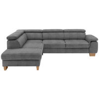 ECKSOFA in Mikrofaser Grau  - Eichefarben/Beige, Natur, Holz/Textil (226/273cm) - Beldomo System