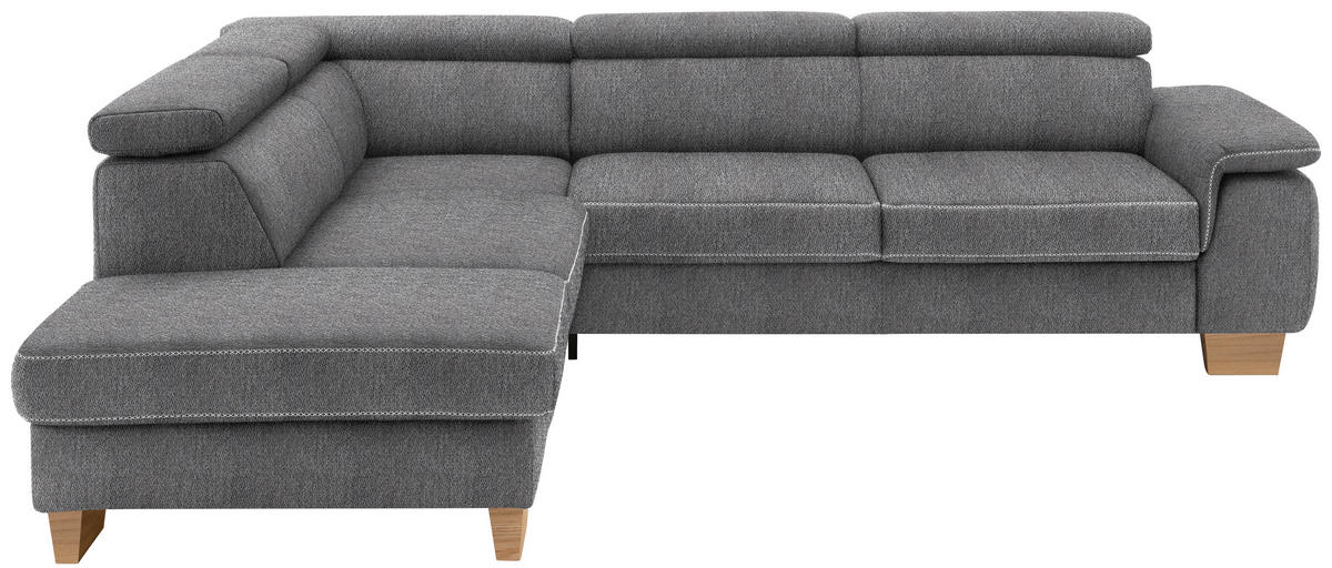ECKSOFA in Mikrofaser Grau  - Eichefarben/Beige, Natur, Holz/Textil (226/273cm) - Beldomo System