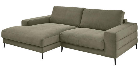 ECKSOFA in Feincord Olivgrün  - Schwarz/Olivgrün, Design, Textil/Metall (177/253cm) - Dieter Knoll