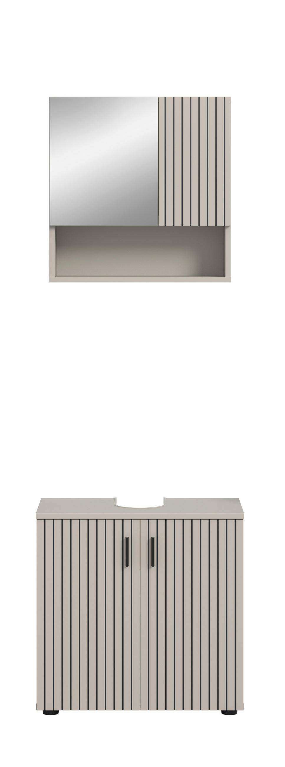 BADEZIMMER 2-teilig  in 60 cm  - Kaschmir/Schwarz, Trend, Glas/Holzwerkstoff (60cm) - MID.YOU
