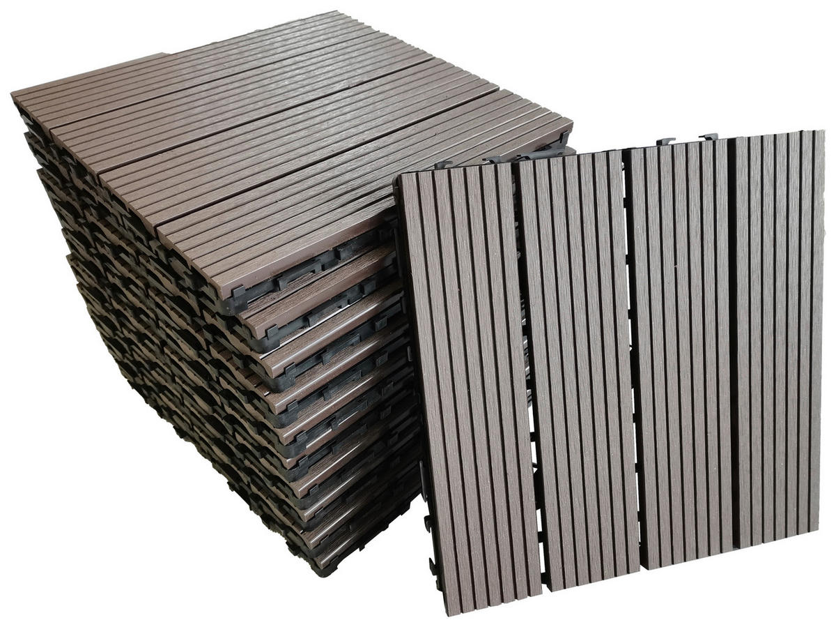 TERRASSENFLIESE WPC MAURICE 30X30CM 11-TLG.  - Cappuccino, KONVENTIONELL, Holzwerkstoff (30/30/2.4cm)